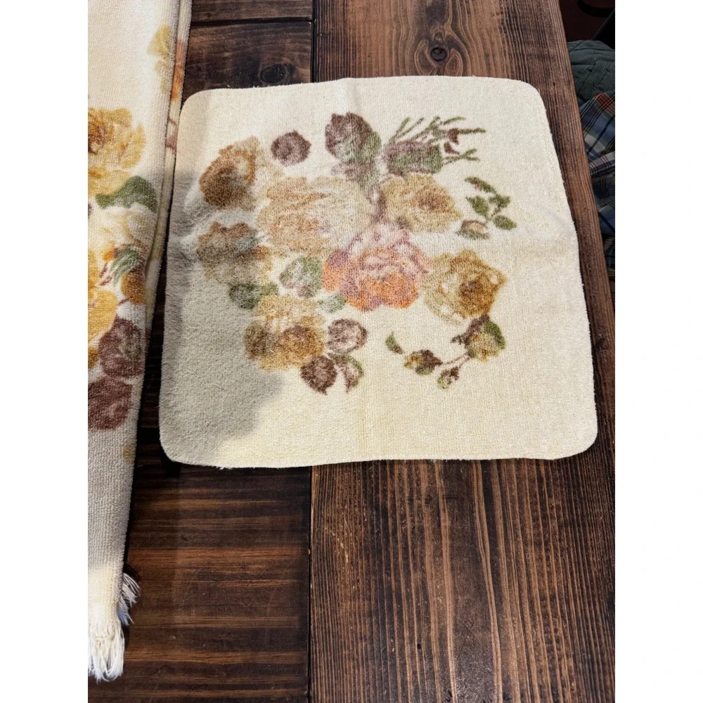 Cannon Royal Family Vintage Towel Set Yellow Floral Roses Cotton 2pc Excellent